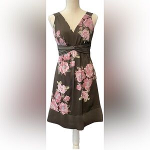 The Limited Y2K Mini Dress Babydoll 0 Brown Pink Floral Sleeveless Fairy Forest